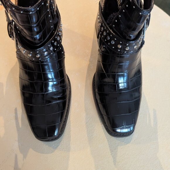 Faux Leather Belted Heel - Picture 3 of 8